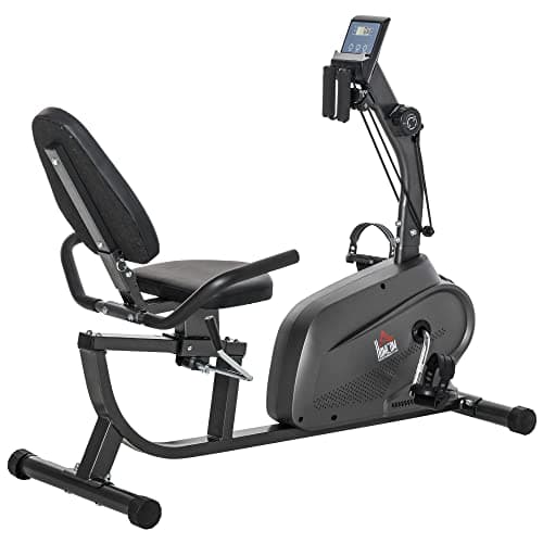 Image of HOMCOM Recumbent Seated Exercise Bike, Recovery Rehab Exercise Bike Home Exerciser, 8-Level Magnetic Resistance Stationary Bike with Pad Holder, LCD Monitor, Wheels for Indoor Cardio Workout, Black