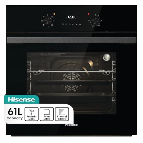 Image of Hisense BI62220ABGUK - Built-in 61L Electric Single Oven with LED Display, Programmable Timer- Black - 530x595x595 mm (DxWxH) - A Rated, Extra Large