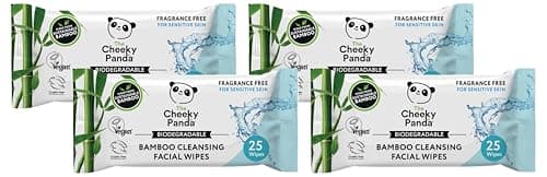 Image of The Cheeky Panda Bamboo Facial Make Up Remover Wipes | Sustainable Face Wipes Eye Makeup Remover | Unscented Pack of 100 Face Wipes | 99% Purified Water