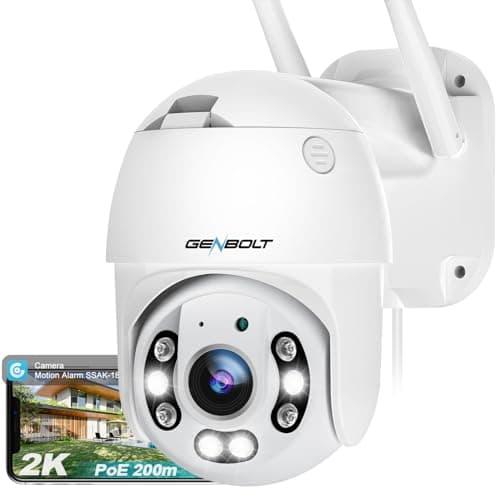 Image of GENBOLT 2.5K WiFi Security Camera Outdoor With PoE, 2.4/5GHz Dual WiFi CCTV Camera with Auto Tracking, Human/Vehicle Detection Pan Tilt Home Surveillance IP Camera with Siren Alarm