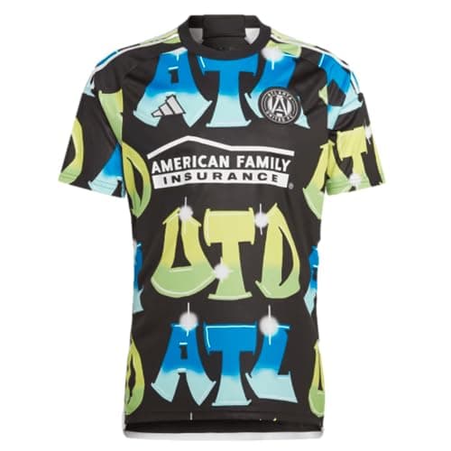 Image of adidas Men's Soccer Atlanta United 2023 Third Jersey - A Dirty South-Inspired Jersey Made with Recycled Materials, Black, Medium