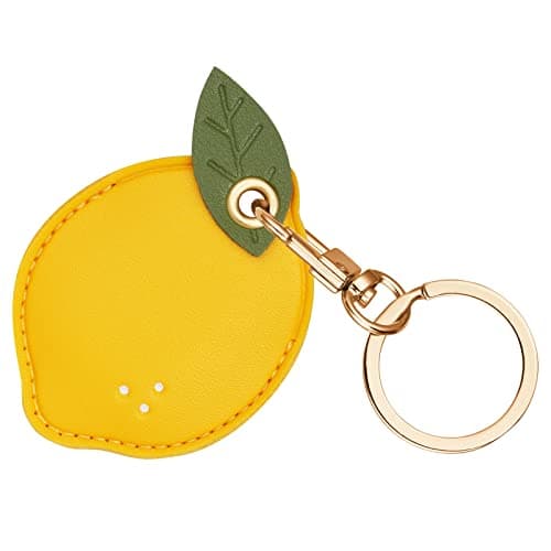 Image of AXFEE 360° Protective Case for Air Tag, Cartoon Lemon Leather Air-Tag Keyring Case For Apple Air-tag, Holder case for air-Tags, air-tag Holder Protective case, Decoration for Key, Bag, Pet Collar