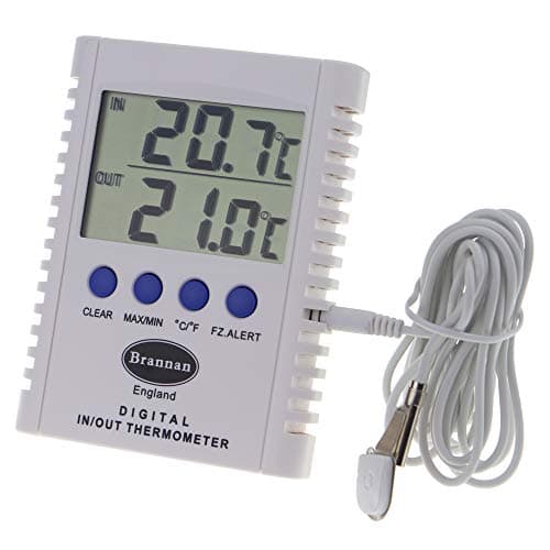 Image of Brannan Digital Max Min Thermometer Indoor Outdoor with Large Display and 2m Probe Cable for Fridge Freezer Greenhouse Garden
