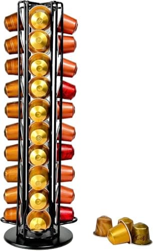 Image of Wrobic Coffee Pod Holder Stand for Nespresso Original Capsules, Rotatable Storage Organizer Rack Holds 40 Capsules, Black