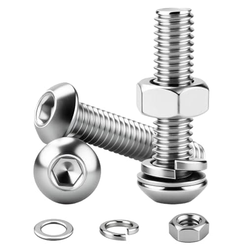 Image of NZNSML M2x16 mm Bolts and Nuts Set, 80 Pcs Hex Socket Button Head Machine Screws 304 Stainless Steel Round Bolt Allen Screw with Nuts and Washers Full Thread for Wood Furniture