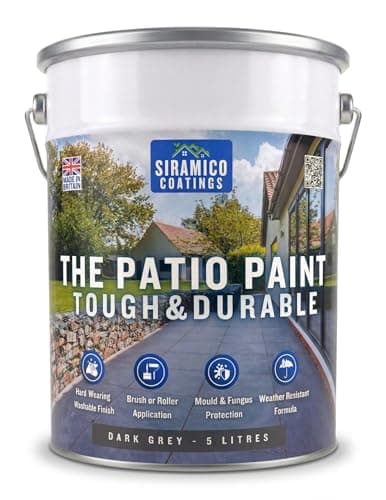 Image of SIRAMICO COATINGS The Patio Paint | 5 Litre - Dark Grey | Superior Patio Paint with Professional Finish for Use on Patios, Walkways, Walls | Non-Toxic, UV Resistant with Easy Application
