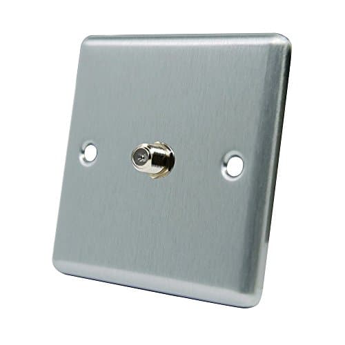 Image of AET CSC1GSKY 13 A 1-Gang F Type Satin Finish Chrome Classical Sky Socket for Satellite Outlets