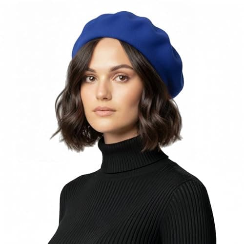 Image of Basic Sense Wool Beret Hat for Women - Classic French Style (UK, Alpha, One Size, Royal Blue)