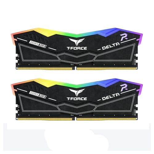 Image of Team Group T-Force DELTA RGB DDR5 RAM, 6000MHz, 32GB (2x16GB), CL30, Desktop Memory with RGB Lighting, PMIC Cooling, One-Click Overclocking (Black)
