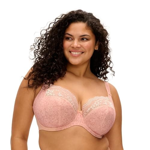 Image of Elomi Women's Lucie Stretch Lace Underwire Plunge Bra, Opaque, Pale Blush, 46D