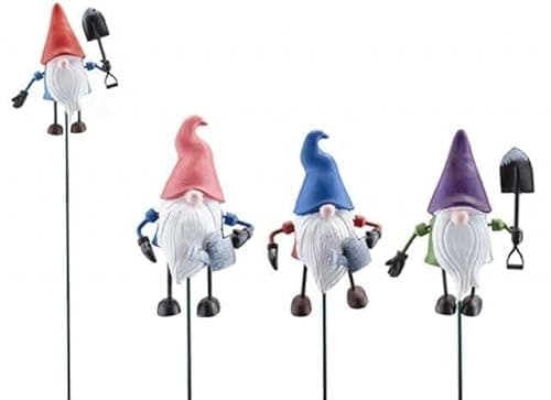 Image of alls 4 x Colourful Gonks Moving Limbs on Metal Stakes 50cm Garden Ornament