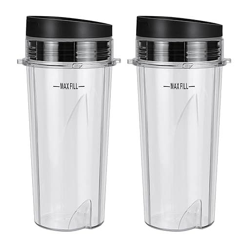 Image of 16oz Cup Compatible with Ninja Nutri Slim Blender 700 W QB3001UKS, Also Fit for Ninja BL770 BL780 BL660 BL740 BL810 - Ninja Replacement Parts with Lid - 2 Pack Replacement Cups
