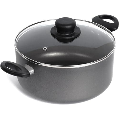 Image of Homatz Stock Pot 8L, 28cm Large Non-Stick Cooking Pot with Glass Lid - Induction Base Aluminum Saucepan Casserole Pot - Heat Resistant Handles (Stock Pot, 28 cm)