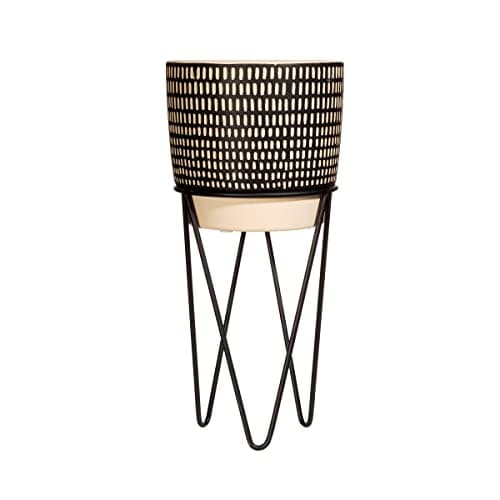 Image of Sass & Belle Black Dash Cement Planter With Wire Stand