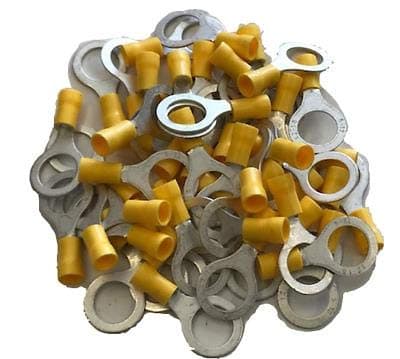 Image of 50 x 12MM M12 YELLOW RING TERMINALS INSULATED CONNECTORS ELECTRICAL CRIMP RSL251 T3R12 CTIE