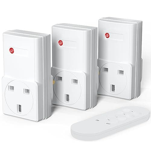 Image of Remote Control Plug Sockets, SURNICE 13A/3000W UK Standard, 40m/130ft Long Range Outlet Switch Plug for Lights, 3 Pack Sockets and 1 Remote