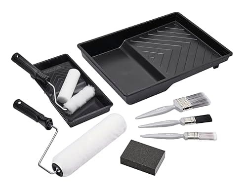 Image of Harris Walls & Ceilings Essentials Decorating Set | 11 Pieces | 9" Roller Sleeve, 4" Roller Sleeve, Sanding Block, 3 Paint Brushes