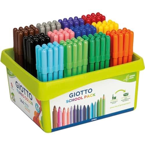 Image of GIOTTO Turbocolor Felt Tip Fibre Pens, Fine Tip Nib 2.8mm, Schoolpack, 144 x Assorted Colours, For Children, Parties and Schools