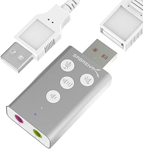 Image of SABRENT External Sound Card Aluminum USB 3D Stereo Audio Adapter for Windows and Mac. Plug and Play, Silver (AU-DDAS)
