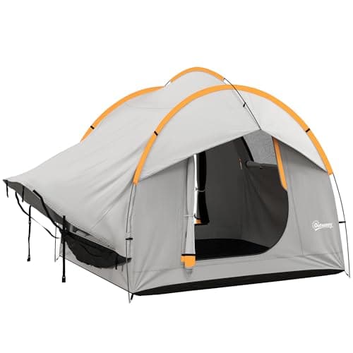 Image of Outsunny SUV Car Tent for Camping, Waterproof PU2000mm, 5 Man Tailgate Tent, for SUV Van Pickup Hatchback, 2.4 x 2.1 m, Grey and Orange
