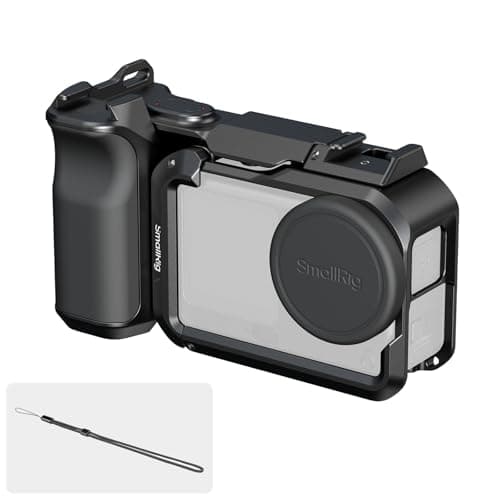 Image of SMALLRIG Handle Grip Kit for DJI Osmo Action 6 with Metal Cage, Street Photography Grip for DJI, Action 6 Cage with Shutter Button, Cold Shoe, Wrist Strap, Lens Cover, 1/4 Threaded Hole - 6037