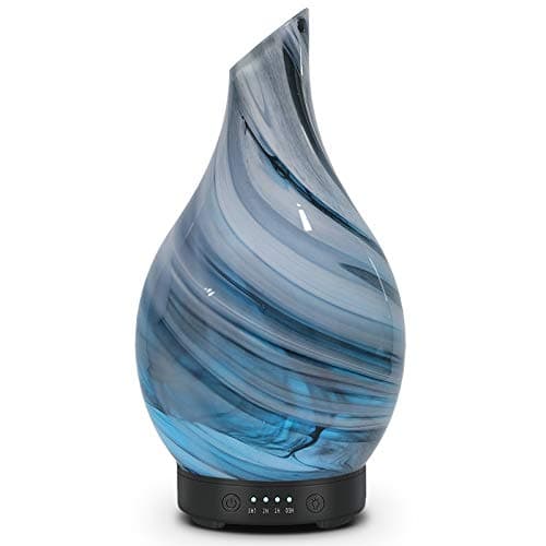 Image of Essential Oil Diffuser Aroma Ultrasonic Diffuser, Night Light with Handmade Glass, 7 Color Changing Led Lights and Waterless Auto-Off, 4 Timer Setting 120 ML for Home Office Spa, Bpa Free (Grey)