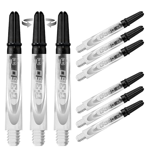 Image of Harrows Darts 3 x Sets of Carbon 360 Dart Stems - 9 Dart Shafts in Total - Available in 3 sizes - Tough Carbon Composite - Medium Clear