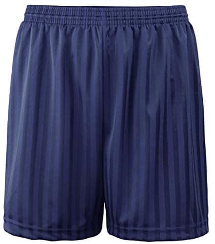 Image of Kids Essentials Boys Girls PE Shorts School Games Gym Football Shadow Stripe Many Colours (Navy Blue, 9-10 Years)