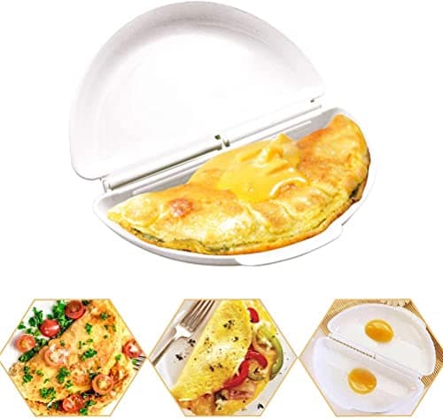 Image of Microwavable Cooker Omelette Eggs Steamer Breakfast Scrambled Egg Cookware With Two Hinged Flip Compartments Bpa Free Home Kitchen Gadgets Multifunctional Tools (Pack Of 1) (Omelette)