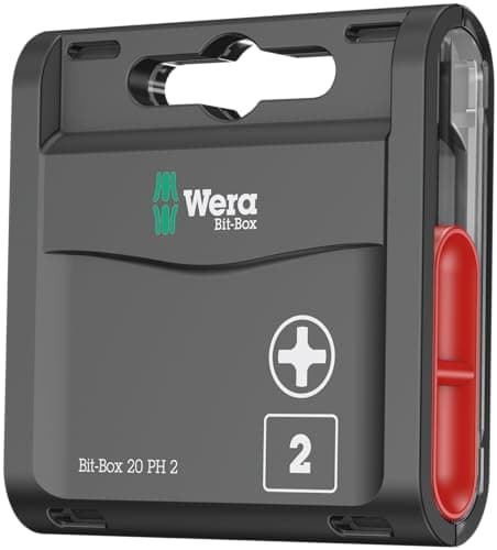 Image of Wera Bit-Box 20 H PH2 Extra Hard bits for drill/drivers, 25mm, 20pc pack, 05057750001 , Black