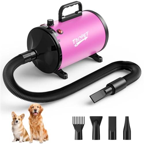 Image of Dog Hair Dryer - 2800W Pet Grooming Hair Dryers with 4 Different Nozzles - Stepless Speed Dog Blaster Dryer, High Velocity Dogs Dryer Pet Blower Dryer, Low Noise Hair Dryer for Dogs Cats (Pink)