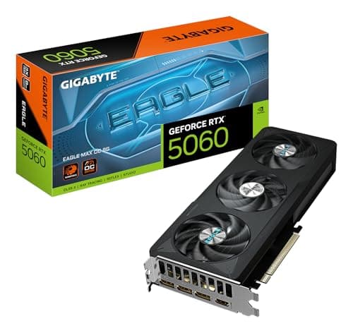 Image of Gigabyte GeForce RTX 5060 EAGLE MAX OC 8G Graphics Card - 8GB GDDR7, 128bit, PCI-E 5.0, 2550 MHz Core Clock, 3 x DisplayPort, 1 x HDMI, NVIDIA DLSS 4, GV-N5060EAGLEMAX OC-8GD 1.0