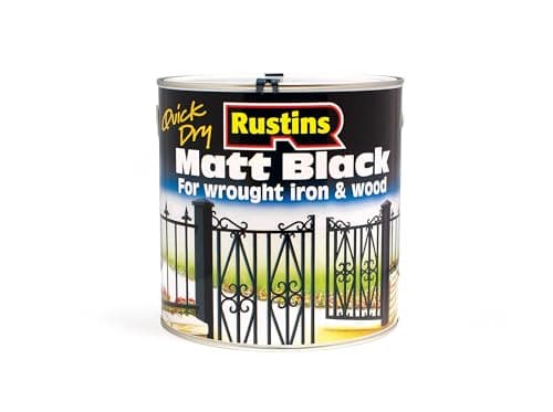 Image of RUSTINS Quick Drying Matt Black Paint 250ml -Easy DIY Application for a Professional Finish in Minutes, Ideal for Interior & Exterior Surfaces