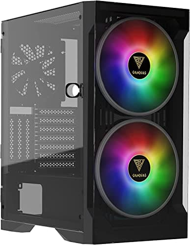 Image of GAMDIAS ATX Mid Tower Gaming Computer Case for Desktops & PC, 2X 200mm ARGB LED PC Case Fans Sync with Motherboards, Support Front 360mm & Top 240mm Cooler, Front & Side Tempered Glass Black