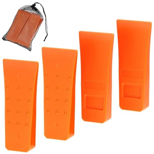 Image of QWORK® 4 Pack 6" Tree Felling Wedges - Non-Slip Barbed Scales, High-Impact ABS Plastic, High-Visibility - Log Splitter Wedge for Safe Tree Cutting