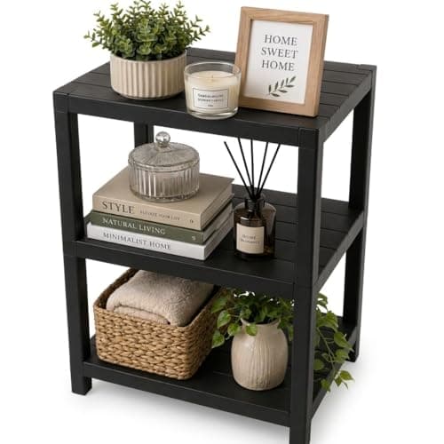 Image of DIVCHI 3 Tier Side End Table Nightstand Coffee Tables Storage Bedside Office Living Room Bedroom Small Narrow Space Sofa Table (Black)