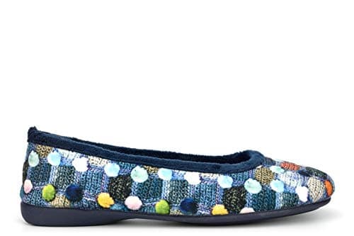 Image of Sleepers Womens Samira Ballerina Slippers with Memory Foam Insole and Rubber Sole Blue 6 UK