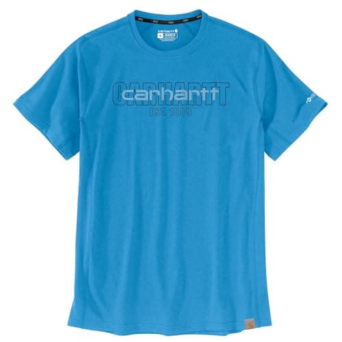 Image of Carhartt Force Logo Graphic Men's T-Shirt, Engineer Blue Heather, XL