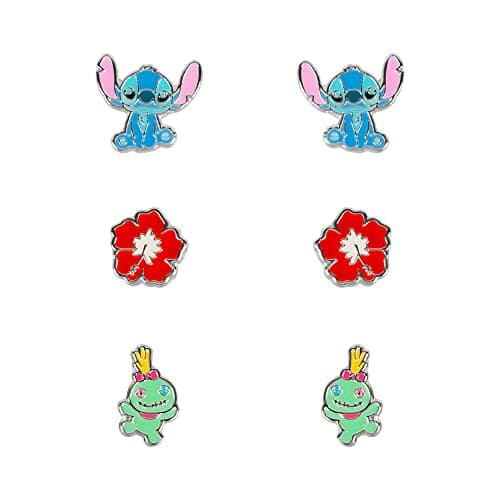Image of Disney Lilo & Stitch Blue, Red & Green Trio Earing Set SF00468SL