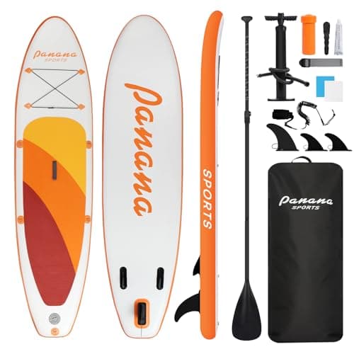 Image of Panana Inflatable Stand Up Paddle Board 10ft SUP Board for Adults & Youth, Wide Stable Anti-Slip iSUP Kit with Paddle, Pump, Leash, Fin & Backpack for Surfing, Yoga, Fishing, All Water
