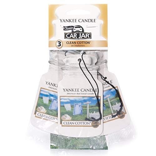 Image of Yankee Candle Car Jar Scented Air Freshener | Clean Cotton | 3 Count