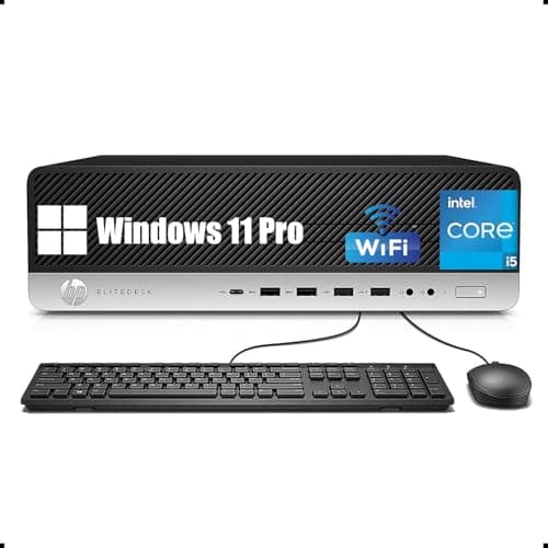 Image of HP EliteDesk 800 G3 SFF Desktop Computer PC, Intel Core i5-6600, 8GB RAM, 256GB SSD, WiFi, Bluetooth, US QWERTY Keyboard, Windows 11 Pro (Refurbished)