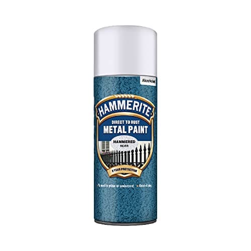 Image of Hammerite 5084783 Metal Paint: Hammered Silver 400ml (Aerosol)