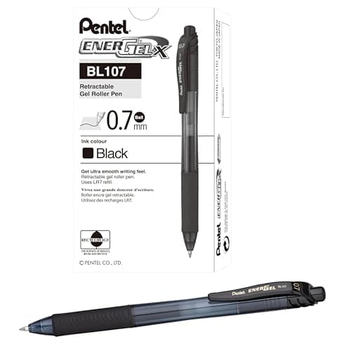 Image of Pentel EnerGel-X Retractable Pen, 0.7 mm Tip - Black, Pack of 12, BL107-A