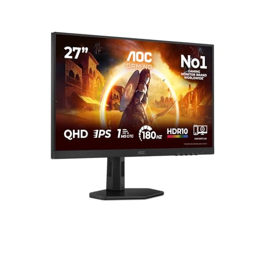 Image of AOC Q27G4XF 27 inch WQHD Gaming Monitor 180Hz, Fast IPS Panel, 0.5ms MPRT, Adaptive Sync, HDR10, G-Sync Compatible, Height Adjustment, (2560x1440 HDMI 1x 2.0 DP 1x 1.4) Black