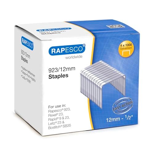 Image of Rapesco S92312Z3 Type 923/12 mm Galvanised Heavy Duty Staples, 4000 Staples