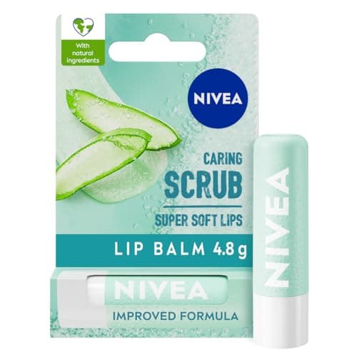 Image of NIVEA 2in1 Aloe Vera Lip Scrub (4.8g), Caring Lip Balm with Aloe Vera and Vitamin E, Gently Exfoliates for Super Soft Lips, Intensive Lip Care, No Need to Wipe Off