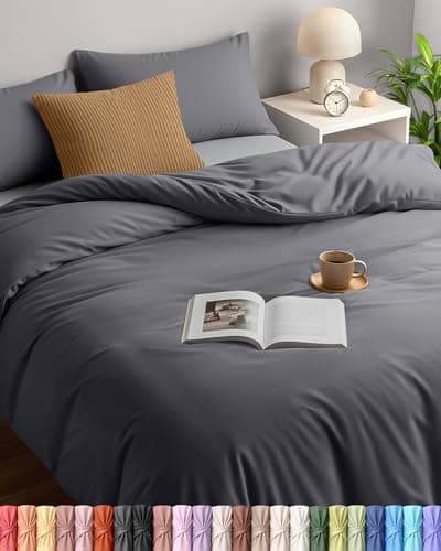 Image of Utopia Bedding Duvet Cover Double - Soft Microfibre Polyester - Bedding Quilt Cover Set, with Pillow cases (Grey)