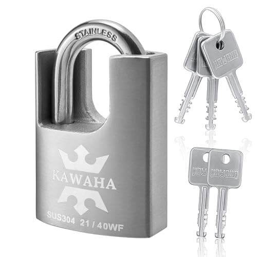 Image of KAWAHA 21/40KD-5SK High Security Stainless Steel Shrouded Padlock with Key for Both Indoor and Outdoor use (Heavy Duty, Anti-Rust) (1-9/16 in. (40mm), Keyed Different - 5 Stainless Steel Keys)