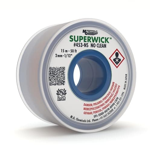 Image of MG Chemicals 453-NS Desoldering Braid #3 No Clean Super Wick Desoldering Braid, 0.075" Width x 50' Length, Green